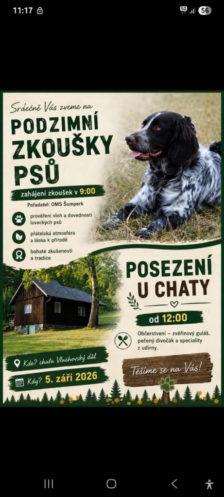zkoušky loveckých psů  + posezení